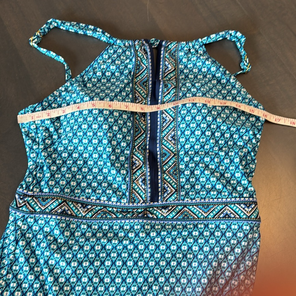 Jantzen Blue Print Keyhole High Neck One piece Swim Suit Modest Molded Cups 12 - Picture 8 of 14